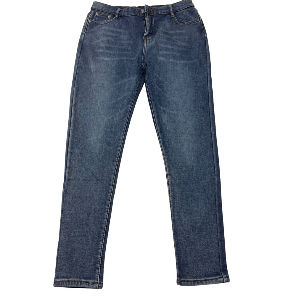 Fleece Lined Skinny Jeans Women Medium Wash Denim Slim Fit Warm Winter Pants 29